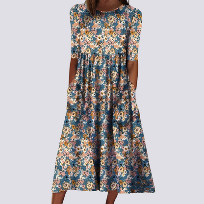 Lucie - Stilvolles langes Blumenkleid