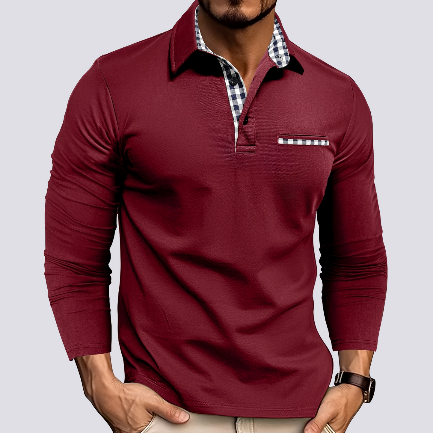 Mark – Herren-Polohemd – Langarm-Casual-Shirts