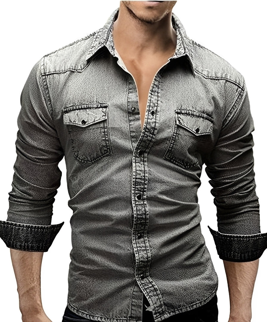 Arjun - Herren-Jeanshemd - Komfortables Langarm