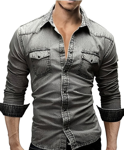Arjun - Herren-Jeanshemd - Komfortables Langarm