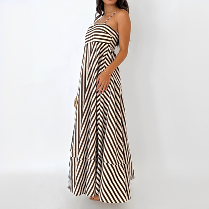 Lerra - Langes Plisseekleid mit Streifen
