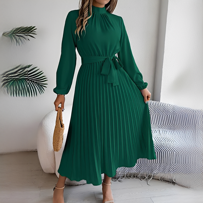 Jessy - Damenkleid mit langen, plissierten Ärmeln