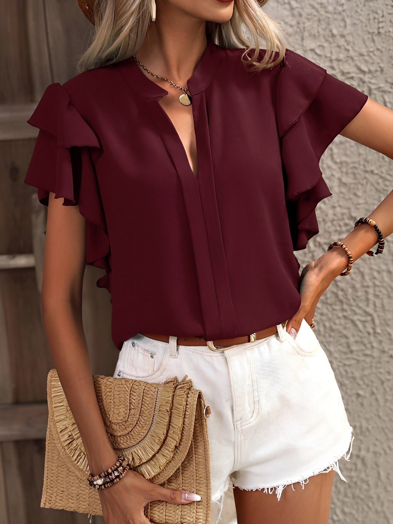 Louisa - Ärmellose Bluse mit V-Ausschnitt
