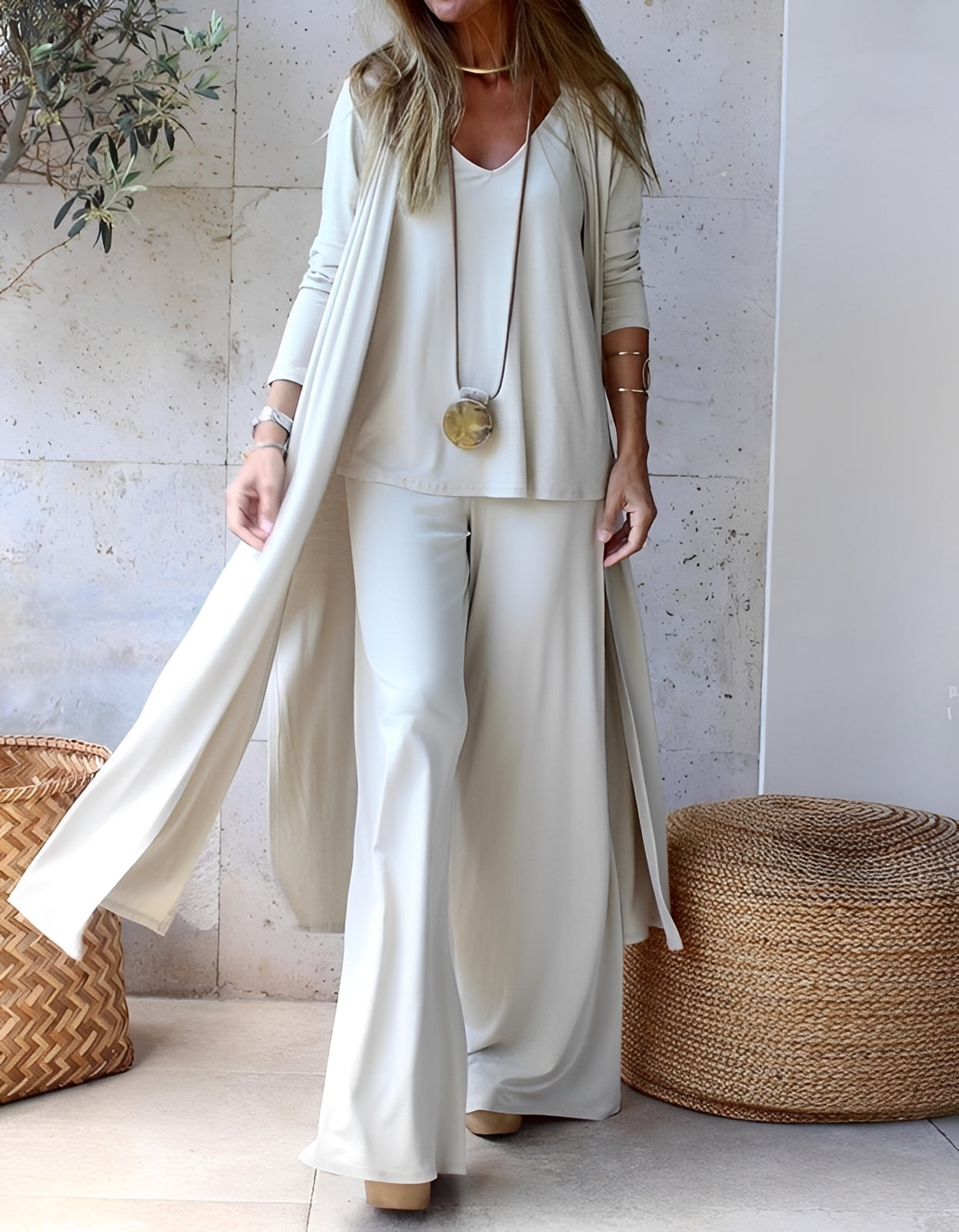 Evie - Elegantes, locker geschnittenes dreiteiliges Damen-Set