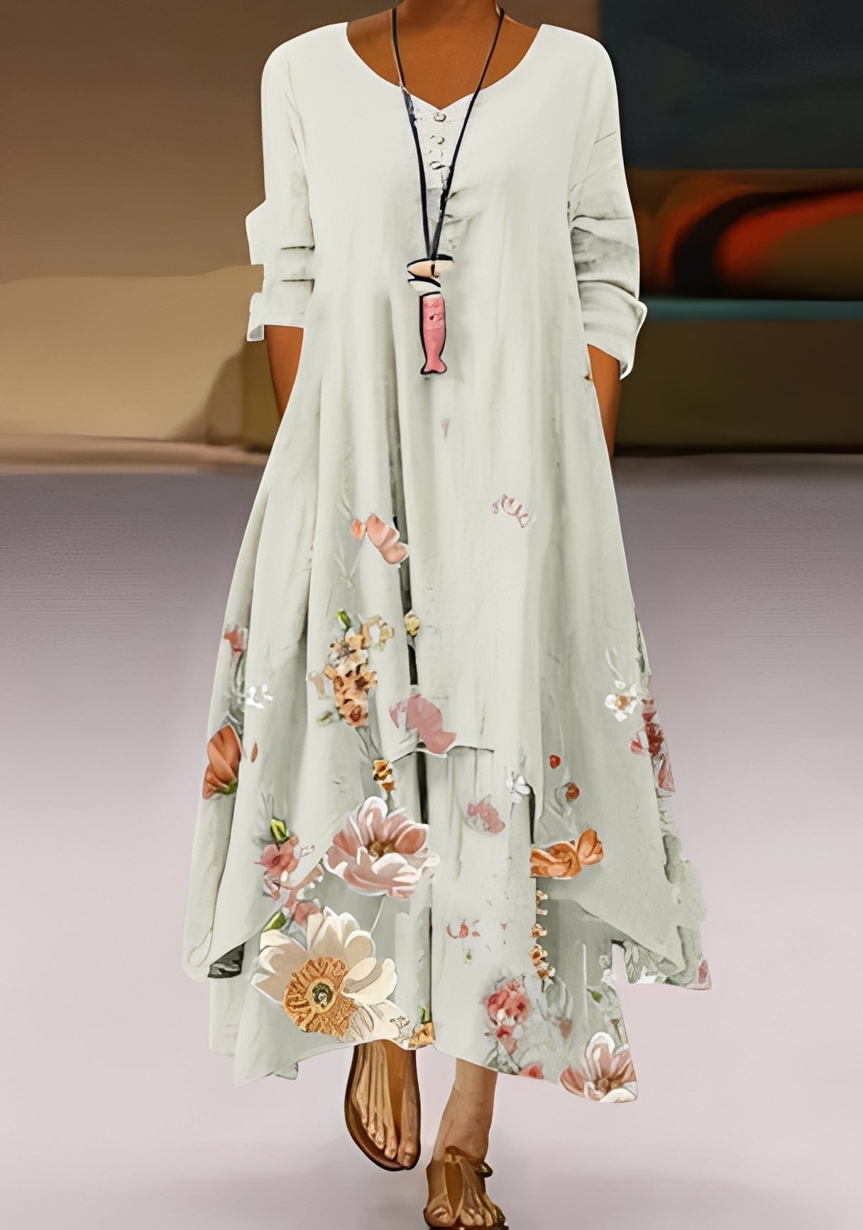 Belle - Elegantes, locker geschnittenes Damenkleid mit Muster