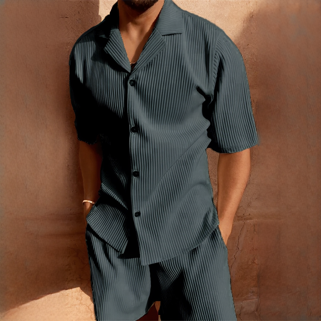 Junmar - Herren-Set mit Hemd und Shorts, casual