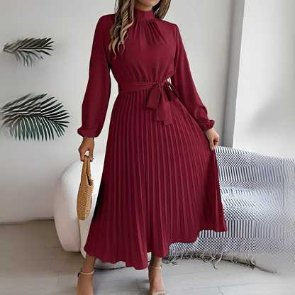 Jessy - Damenkleid mit langen, plissierten Ärmeln