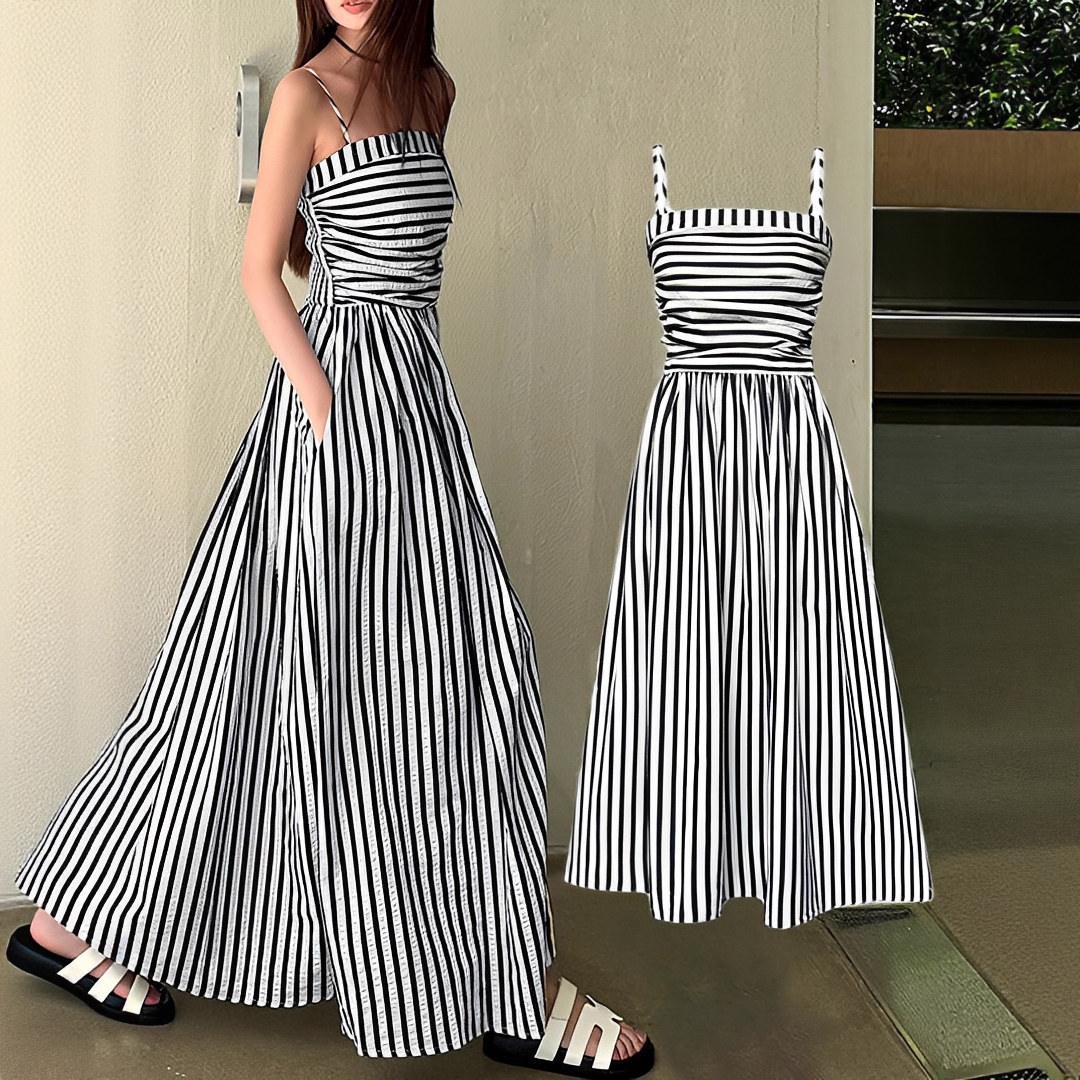 Cindy - Elegantes Maxikleid mit Streifen