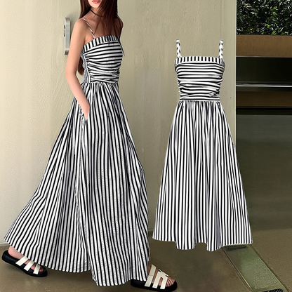 Cindy - Elegantes Maxikleid mit Streifen