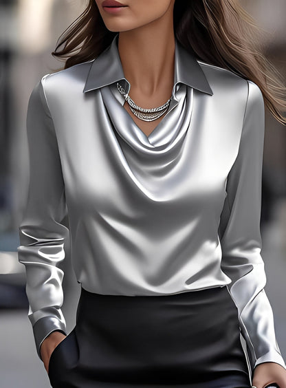 Terry - Schicke Langarm-Plissee-Bluse