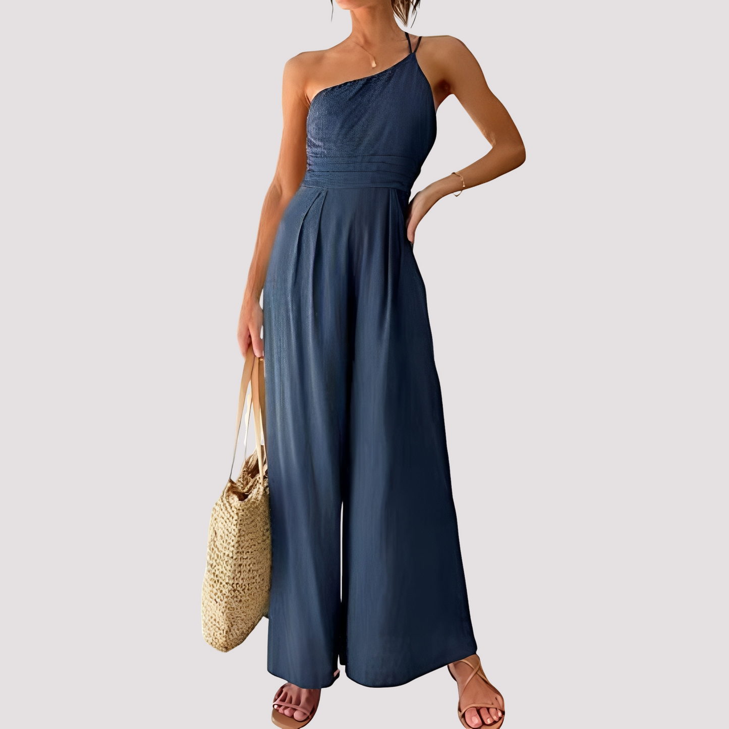 Carla - Eleganter Ein-Schulter-Jumpsuit mit weitem Bein für Damen