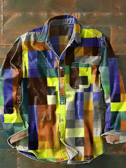 Charles – Herren-Langarmhemd – Bunt und Retro