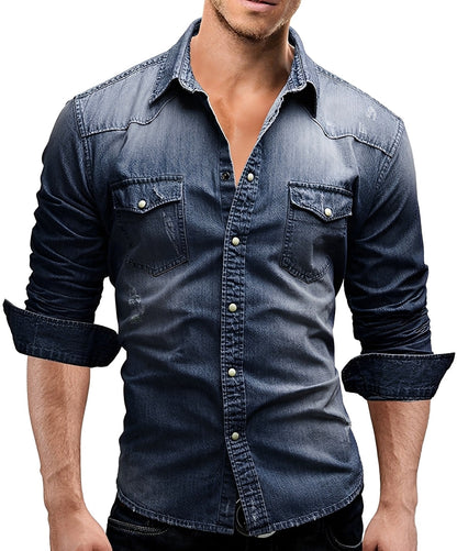 Arjun - Herren-Jeanshemd - Komfortables Langarm