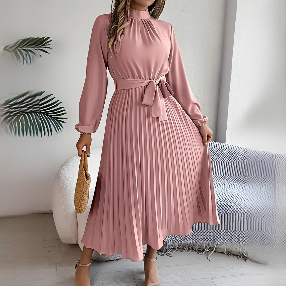 Jessy - Damenkleid mit langen, plissierten Ärmeln