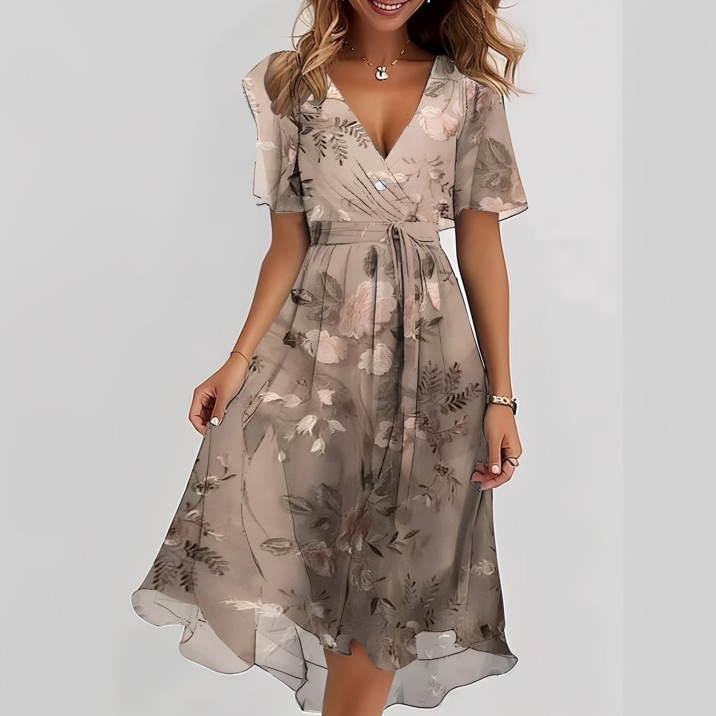 Emelia - Blumiges Chiffonkleid