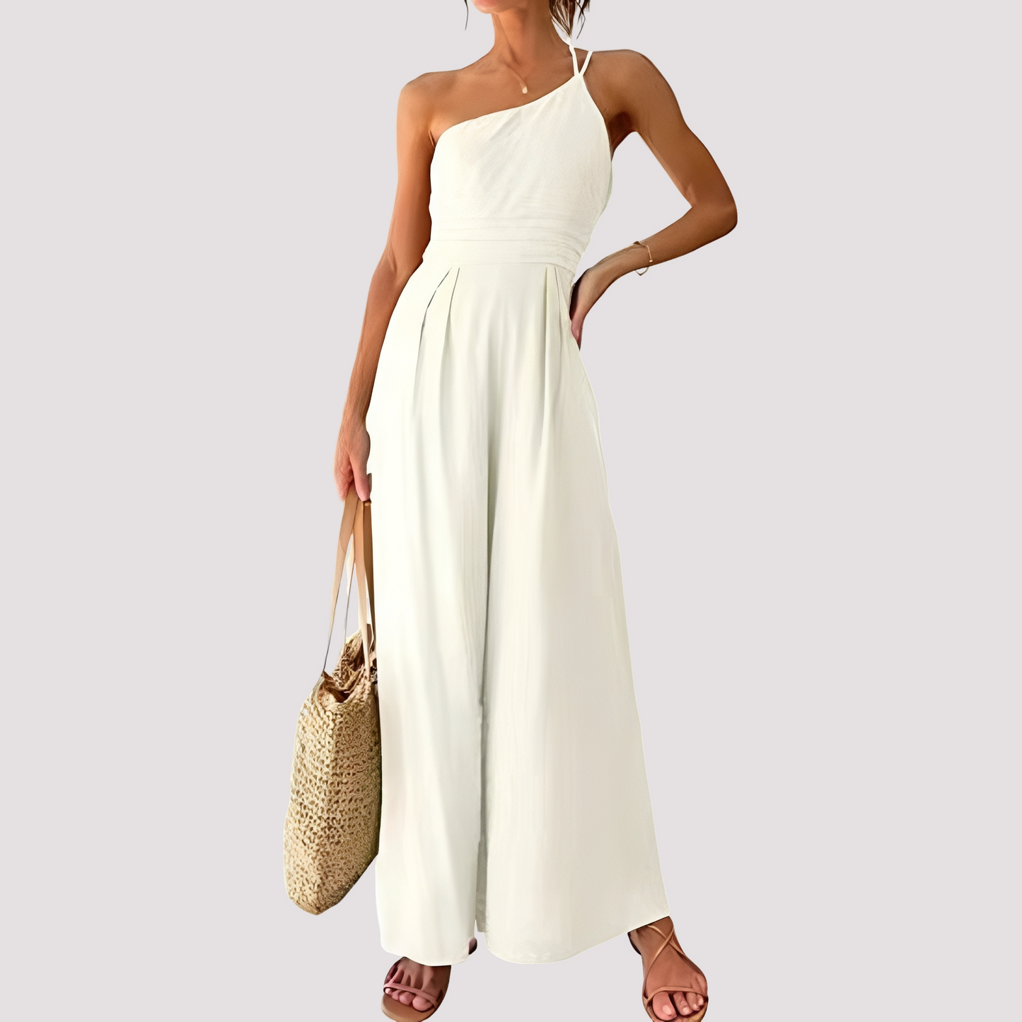 Carla - Eleganter Ein-Schulter-Jumpsuit mit weitem Bein für Damen