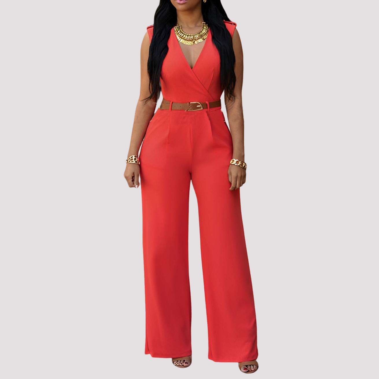 Esther - Damen Jumpsuit mit Gürtel, elegant