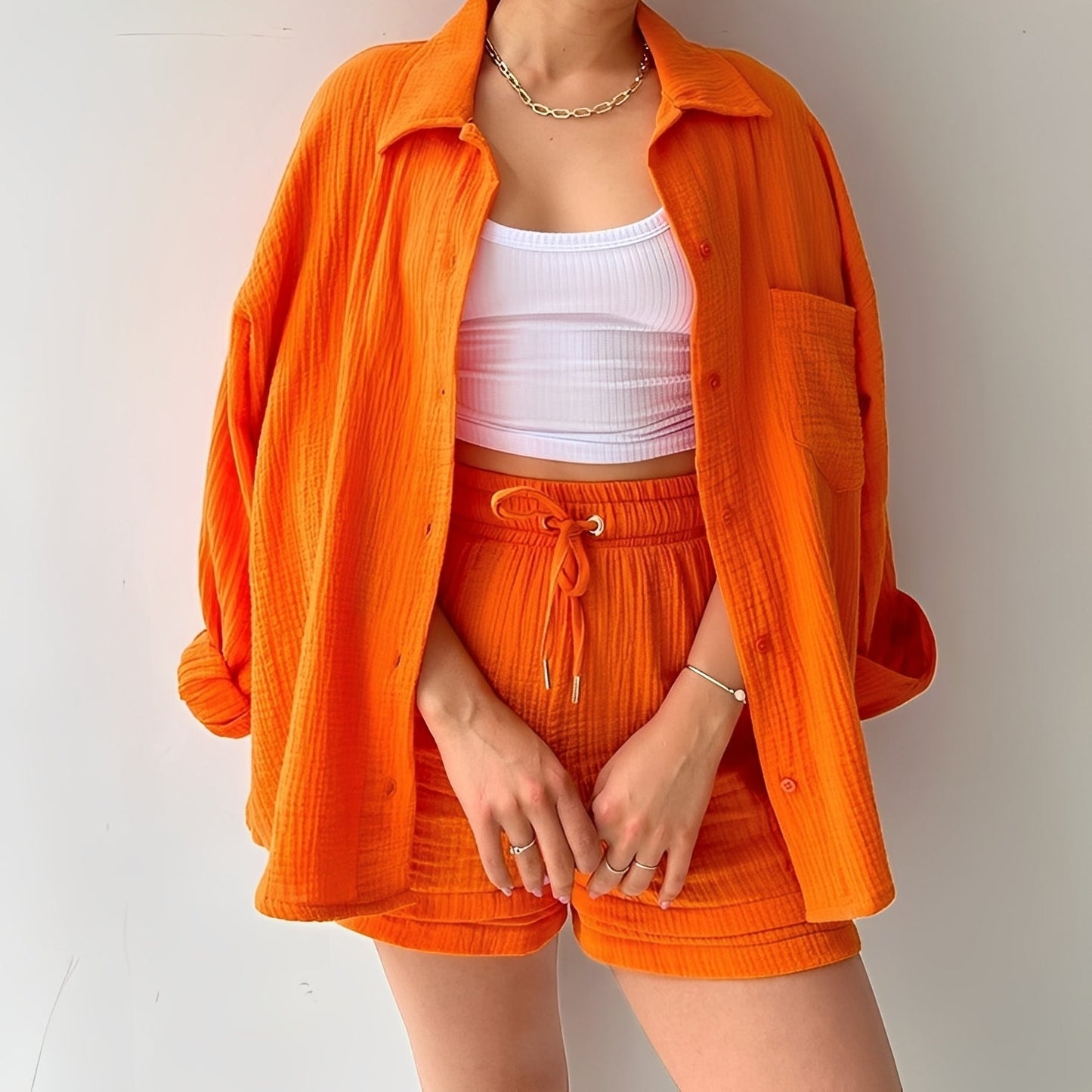 Julia - Angenehmes Set mit Reverskragen und hoher Taille für Frauen