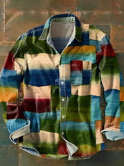 Charles – Herren-Langarmhemd – Bunt und Retro