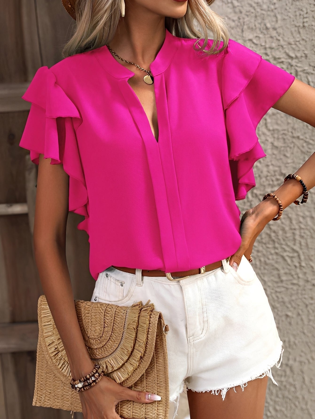 Louisa - Ärmellose Bluse mit V-Ausschnitt