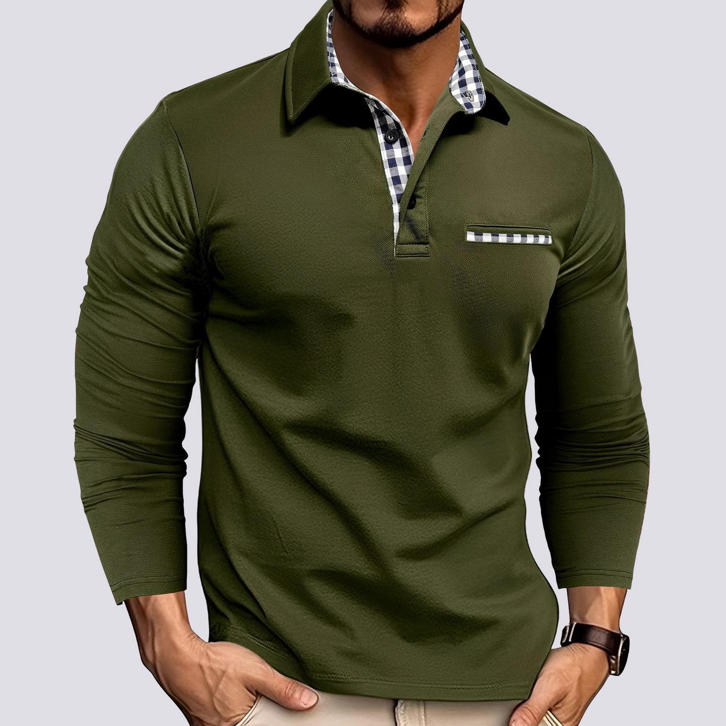 Mark – Herren-Polohemd – Langarm-Casual-Shirts