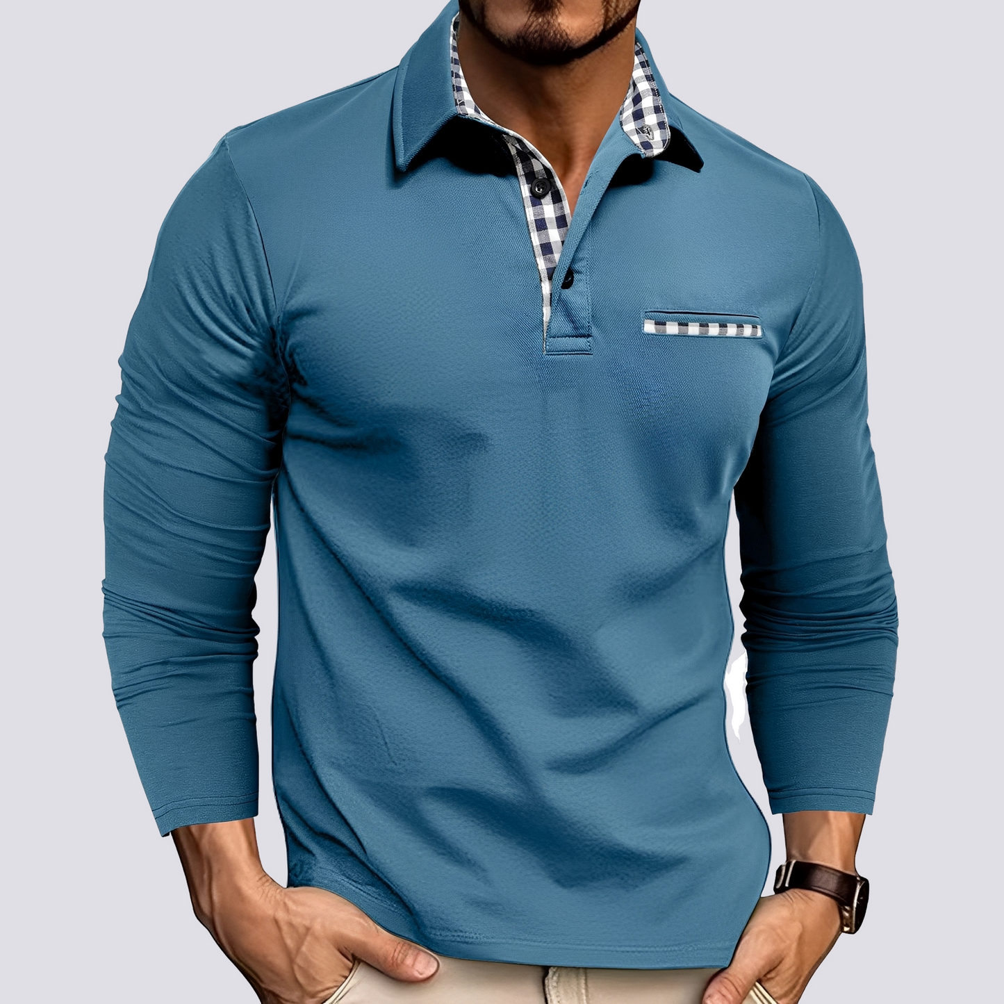 Mark – Herren-Polohemd – Langarm-Casual-Shirts
