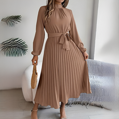 Jessy - Damenkleid mit langen, plissierten Ärmeln