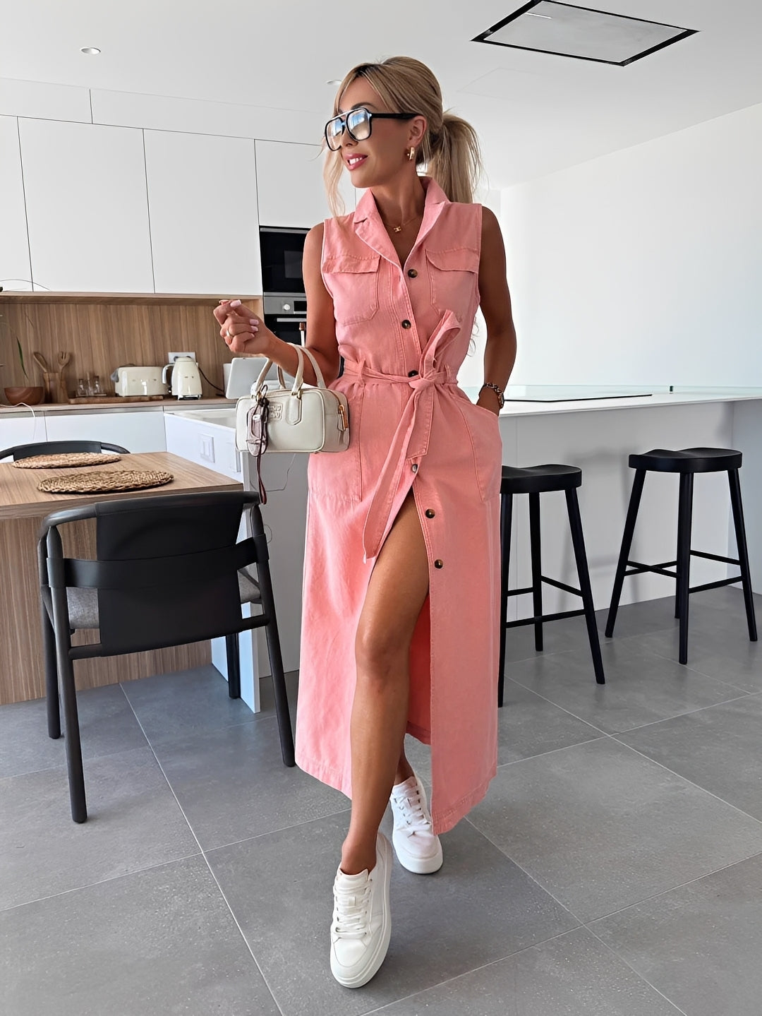 Steph - Elegantes Denim-Midikleid