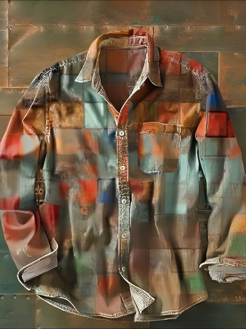 Charles – Herren-Langarmhemd – Bunt und Retro