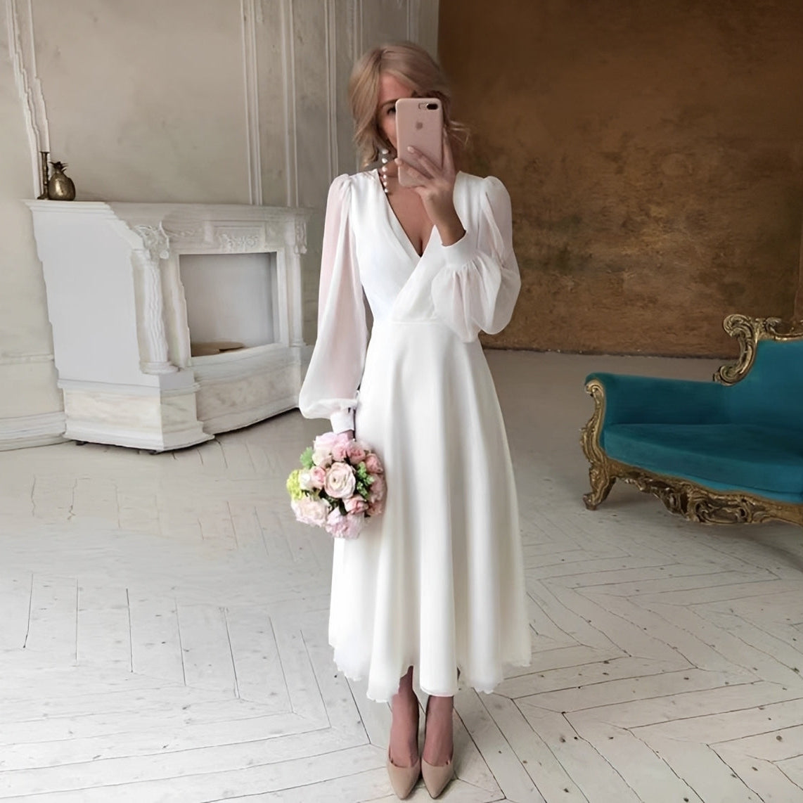 Carla - Stilvolles Langarmkleid mit weichem Design für Damen
