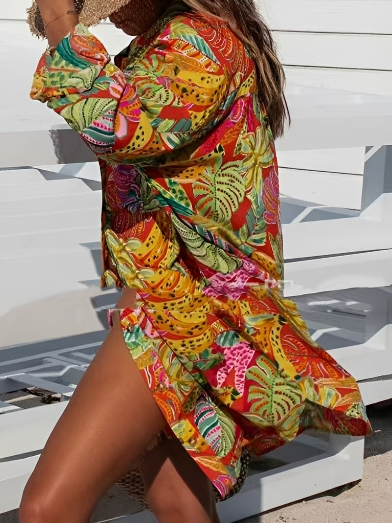 Montes - Kleid mit Blumenmuster und Knöpfen