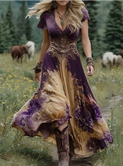 Erica - Elegantes Damen-Maxikleid mit Blumendesign