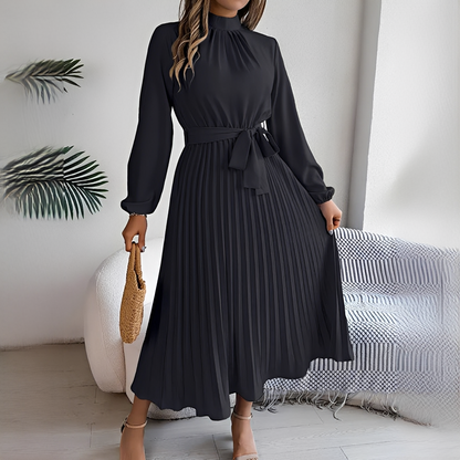 Jessy - Damenkleid mit langen, plissierten Ärmeln