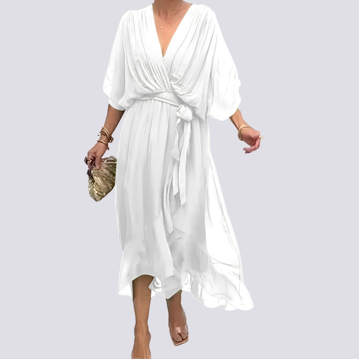Jane - Asymmetrisches V-Ausschnitt-Kleid