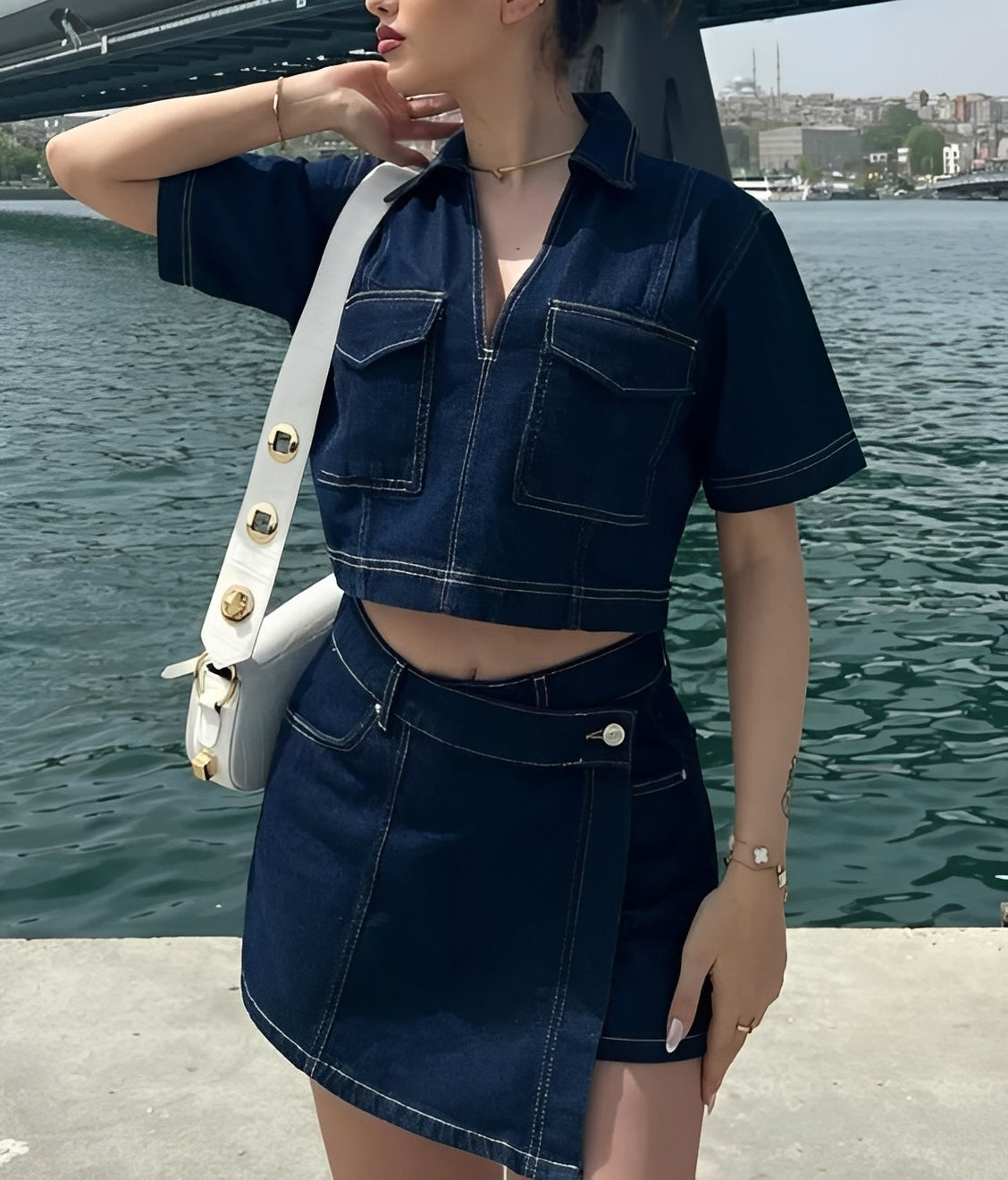 Tilly - Set aus Denim-Top und Rock