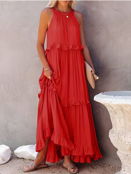 Zanna - Elegantes ärmelloses Damen-Rüschenkleid