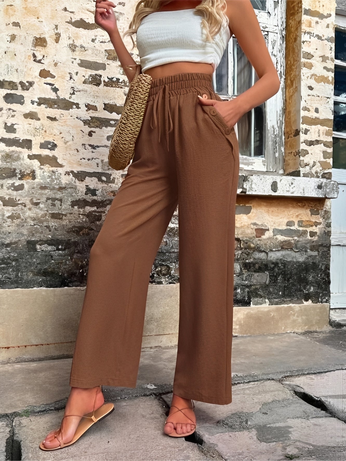 Allie - Modische, locker geschnittene Damenhose mit hohem Bund