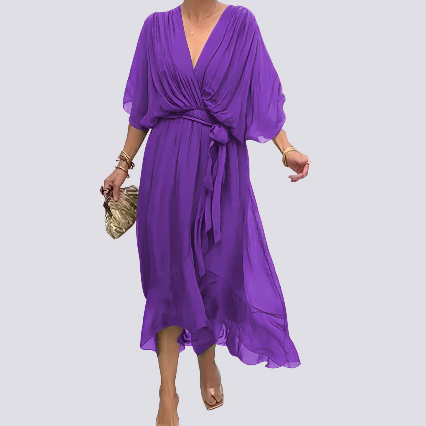 Jane - Asymmetrisches V-Ausschnitt-Kleid