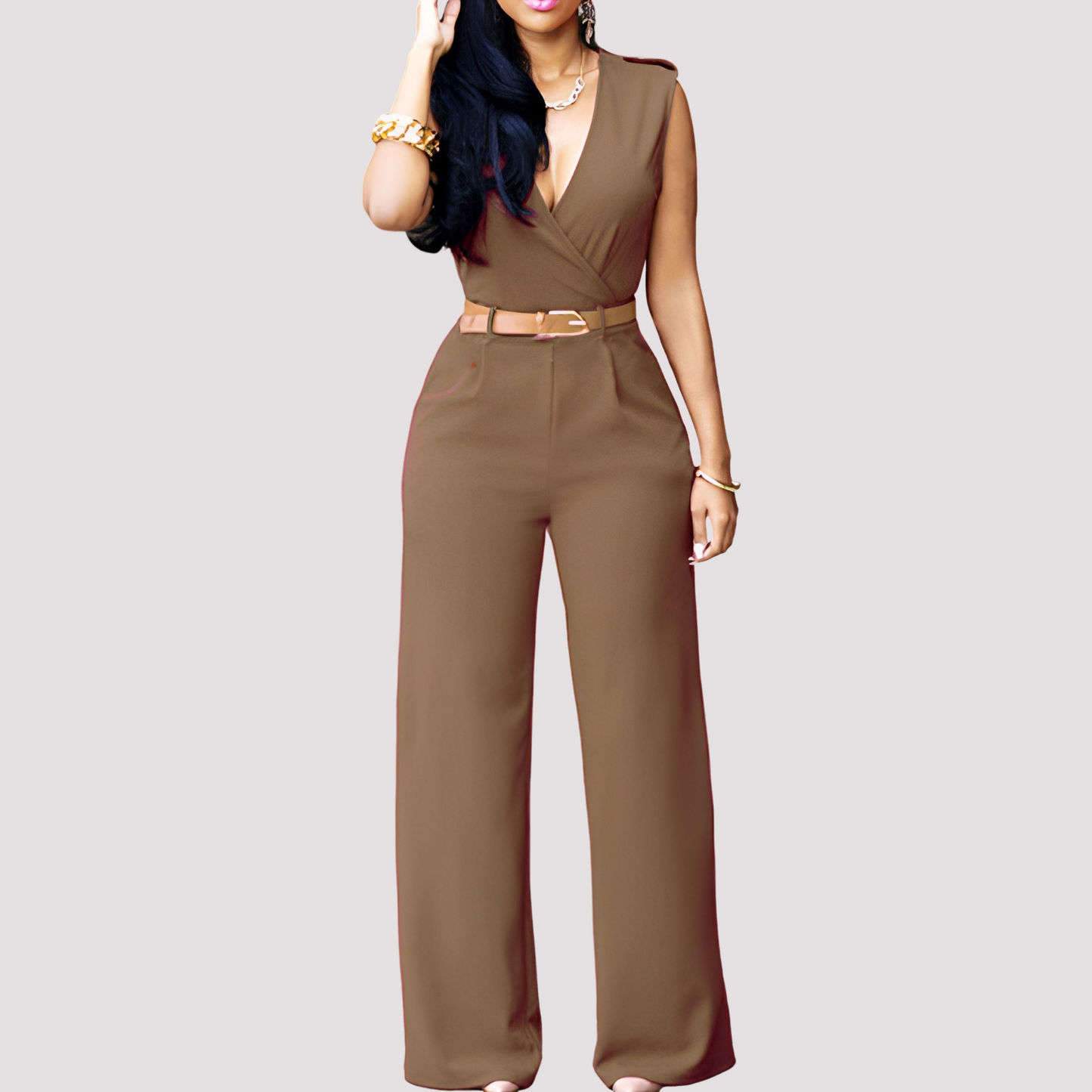 Esther - Damen Jumpsuit mit Gürtel, elegant