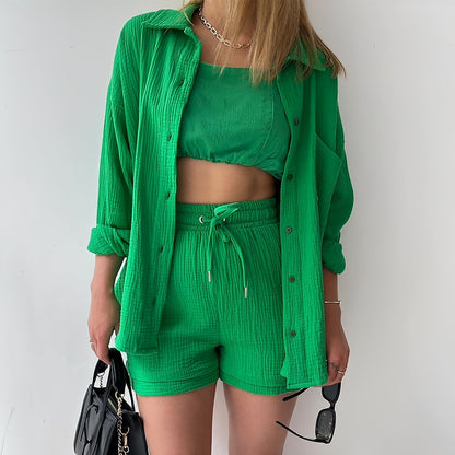 Julia - Angenehmes Set mit Reverskragen und hoher Taille für Frauen