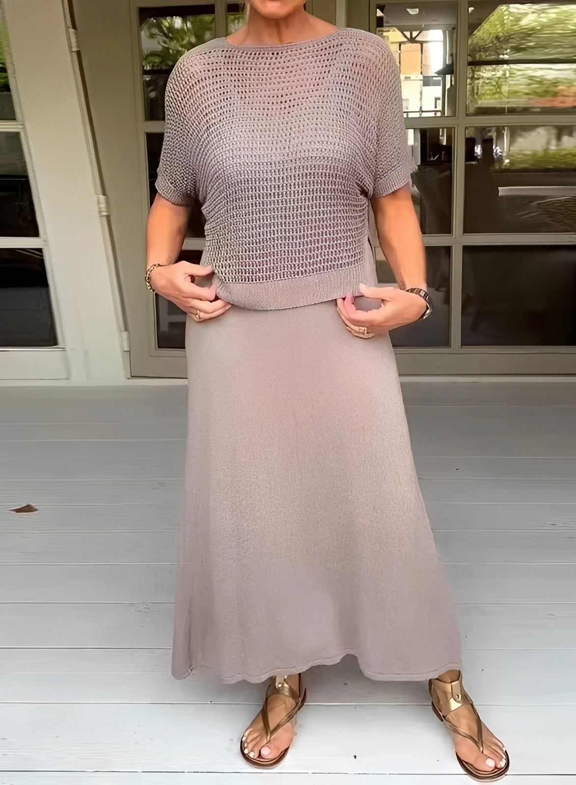 Darcie - Bequemes, durchbrochenes 2-teiliges Damen-Set