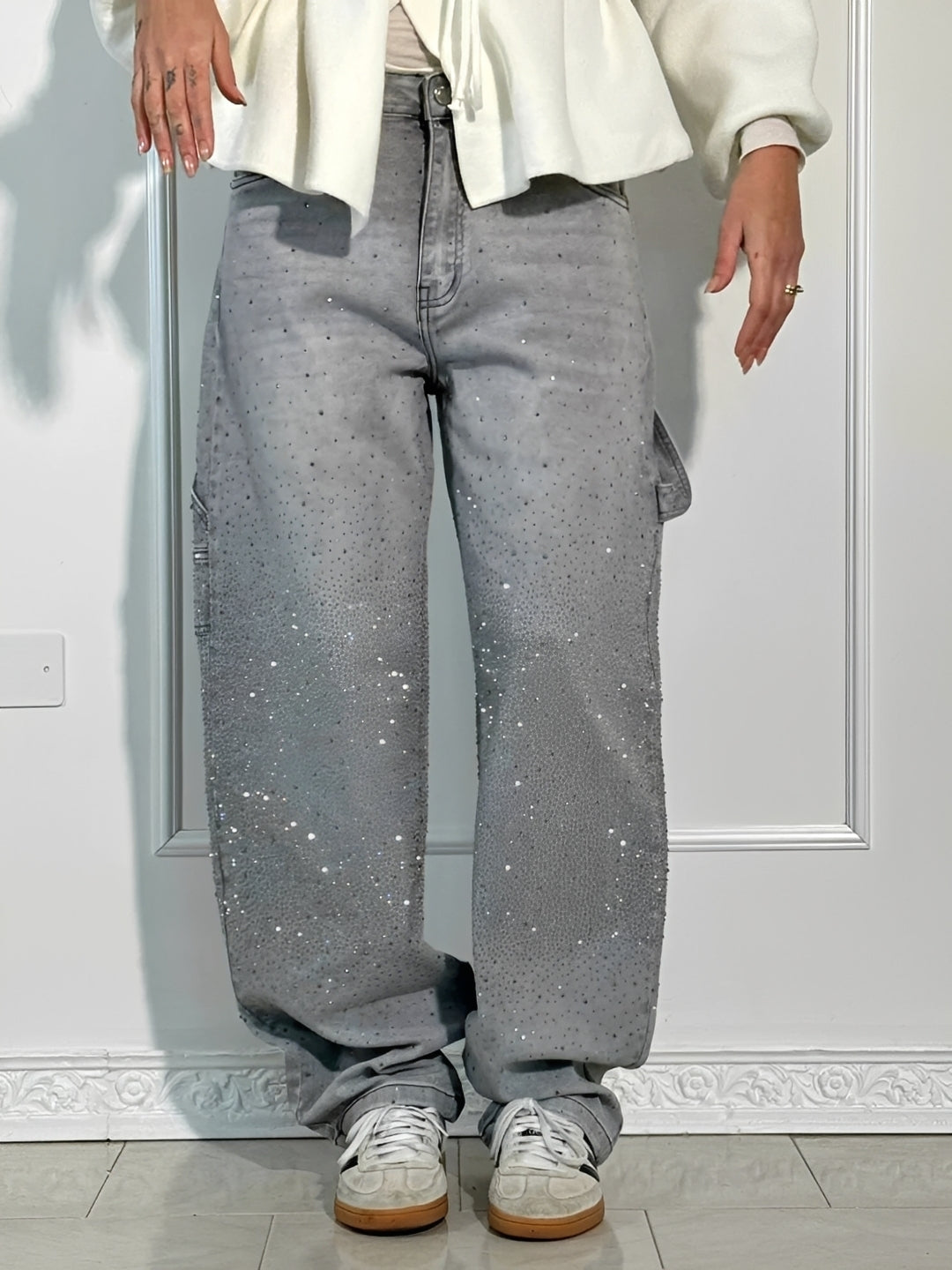 Sami - Schicke Glitzer-Jeans mit weitem Bein