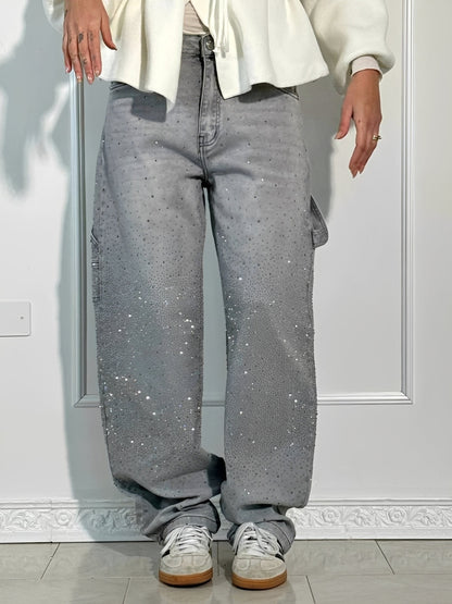 Sami - Schicke Glitzer-Jeans mit weitem Bein