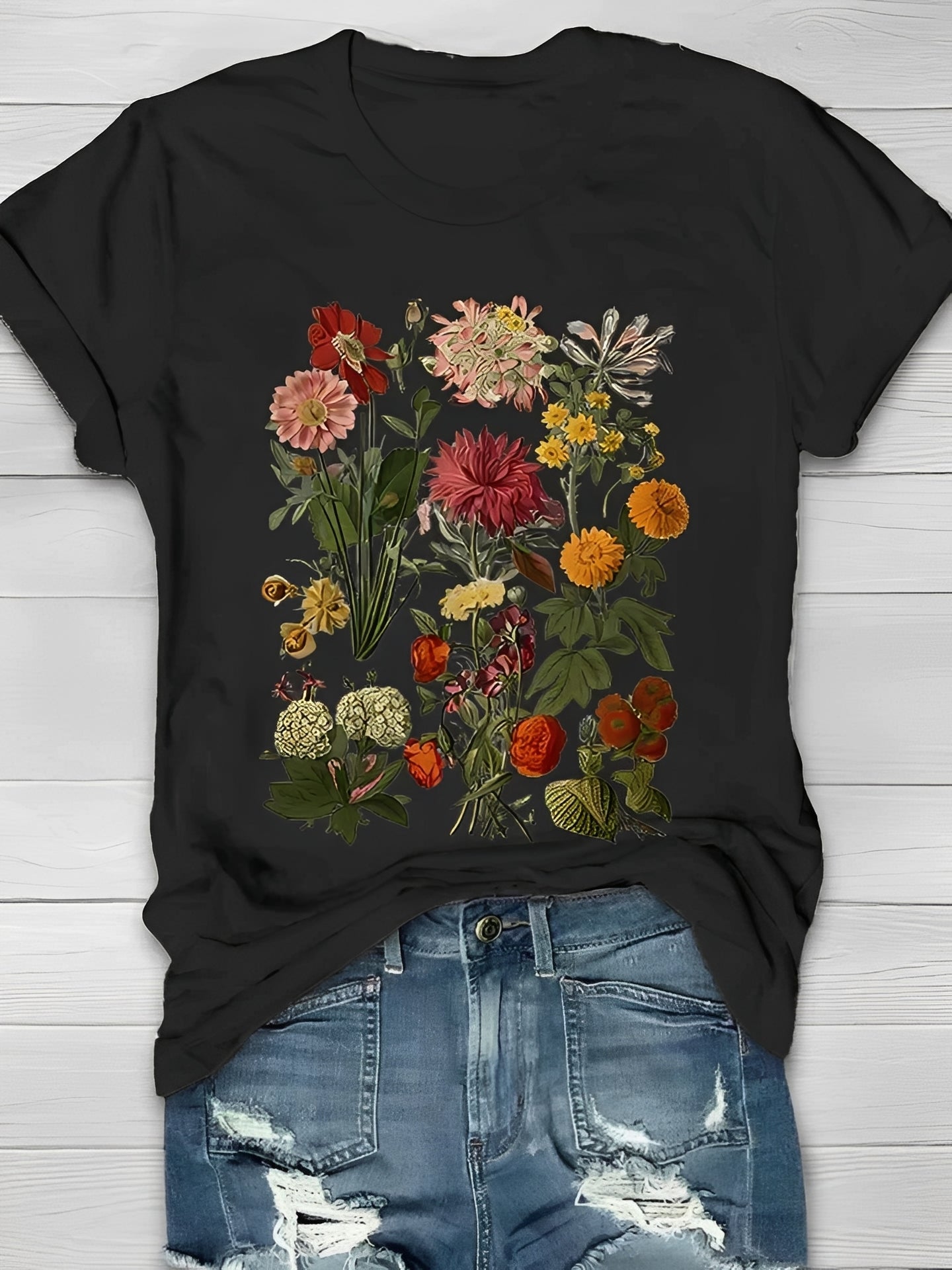Annalise - Damen-T-Shirt mit stilvollem Blumenmotiv