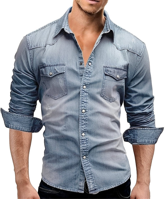 Arjun - Herren-Jeanshemd - Komfortables Langarm