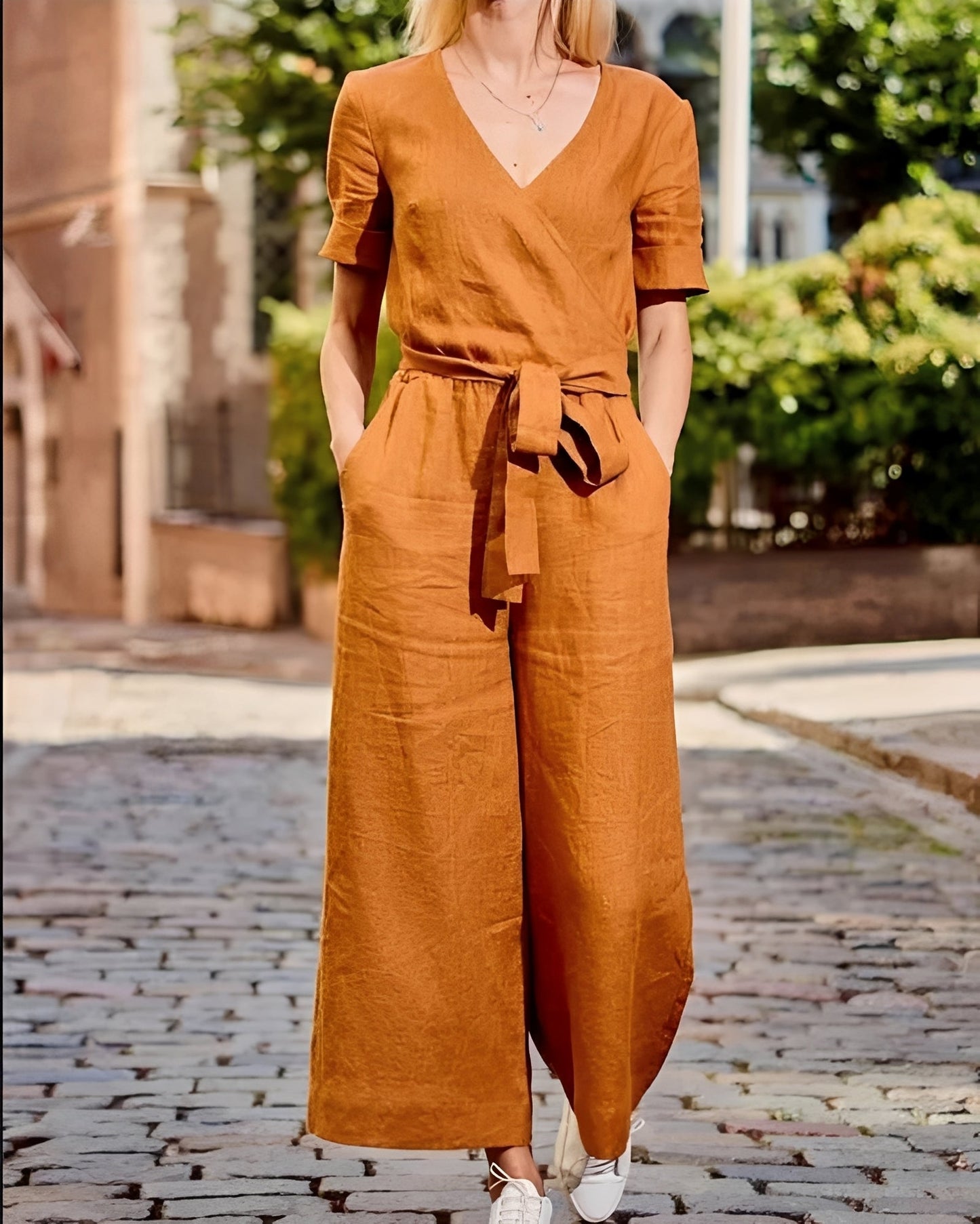 Gabriella - Damen Jumpsuit mit Gürtel, leger