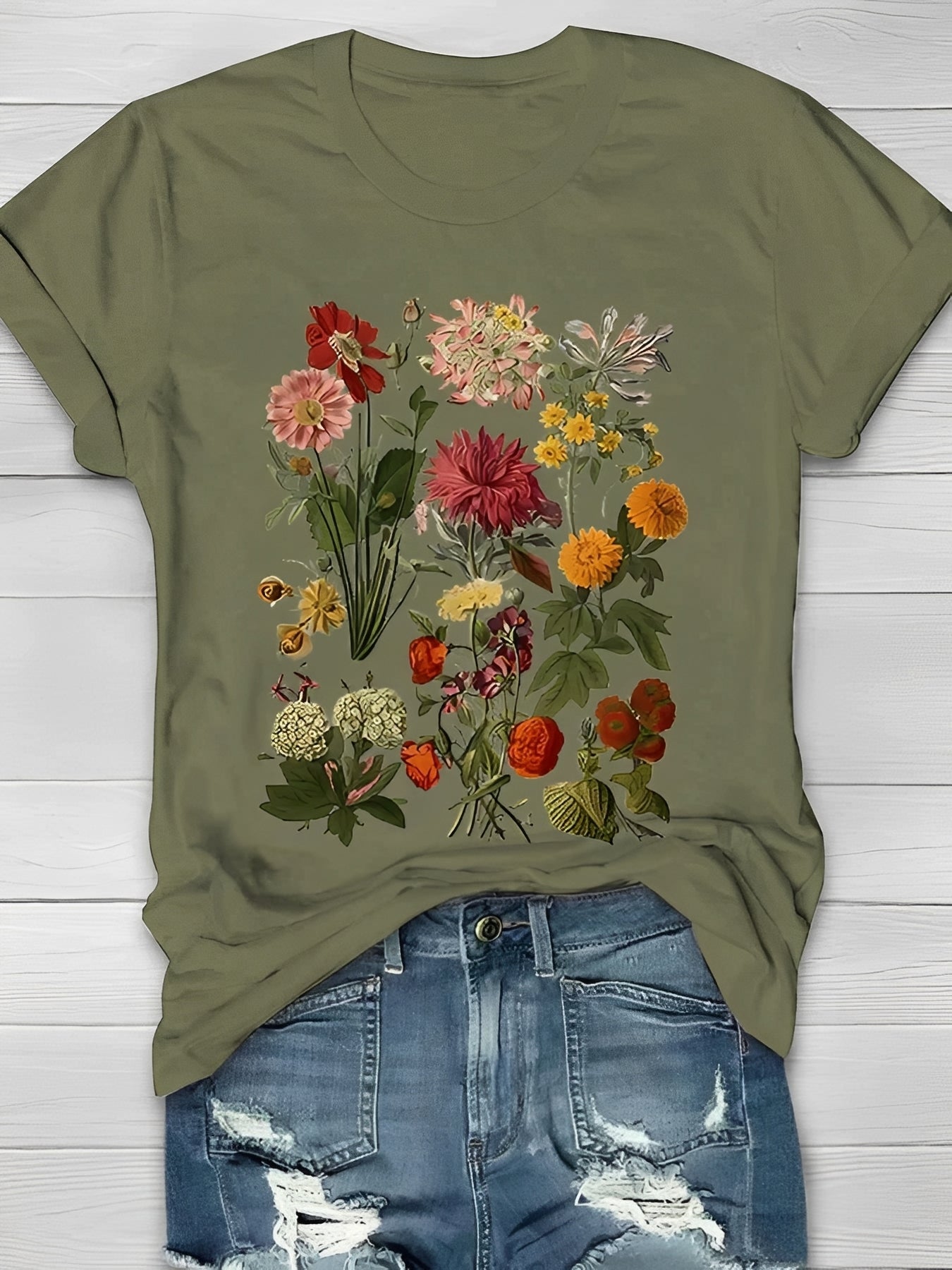 Annalise - Damen-T-Shirt mit stilvollem Blumenmotiv
