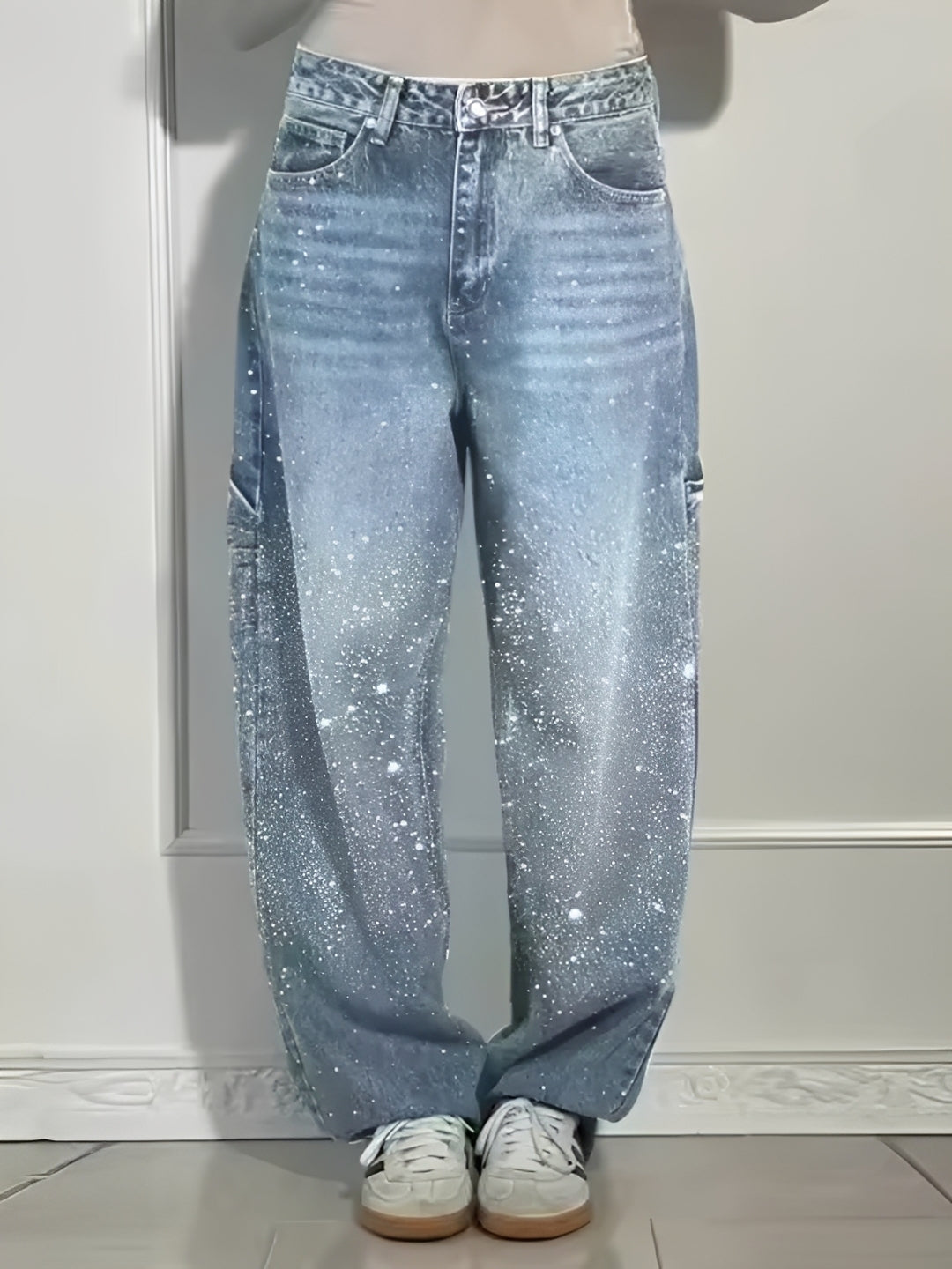 Sami - Schicke Glitzer-Jeans mit weitem Bein