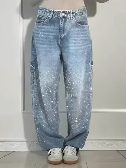 Sami - Schicke Glitzer-Jeans mit weitem Bein
