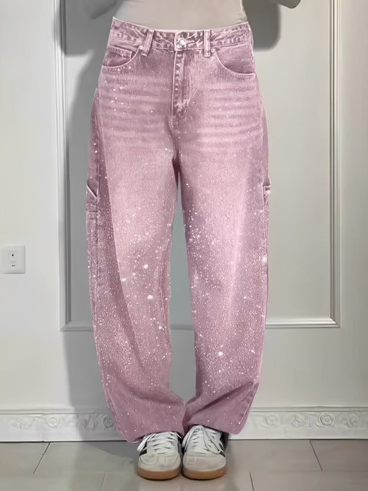 Sami - Schicke Glitzer-Jeans mit weitem Bein